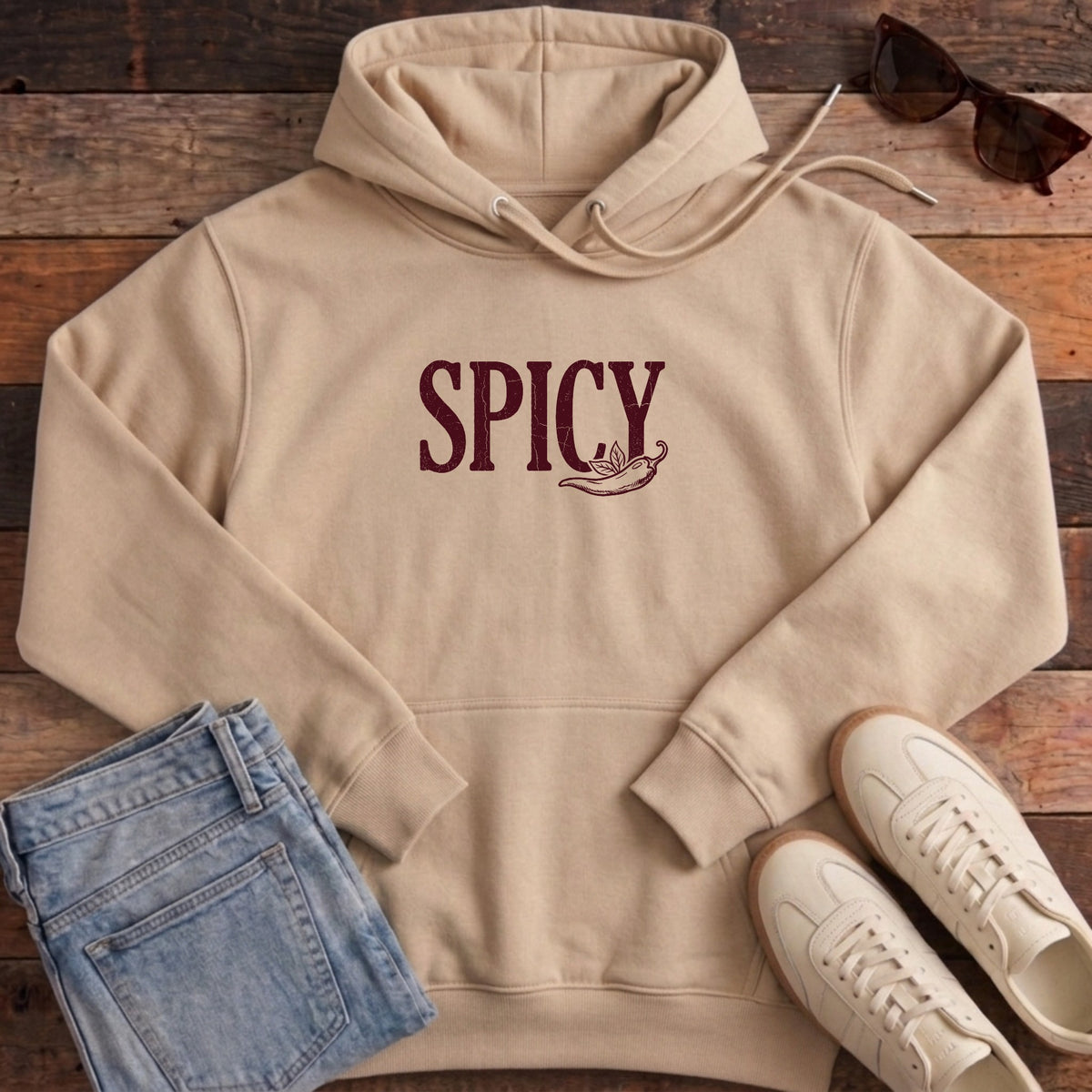 Spicy Chili Pepper Hoodie - Desert Dust