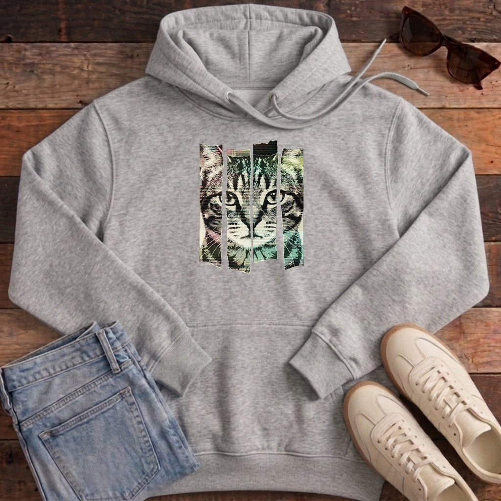 Torn Strip Tabby Hoodie - Heather Grey