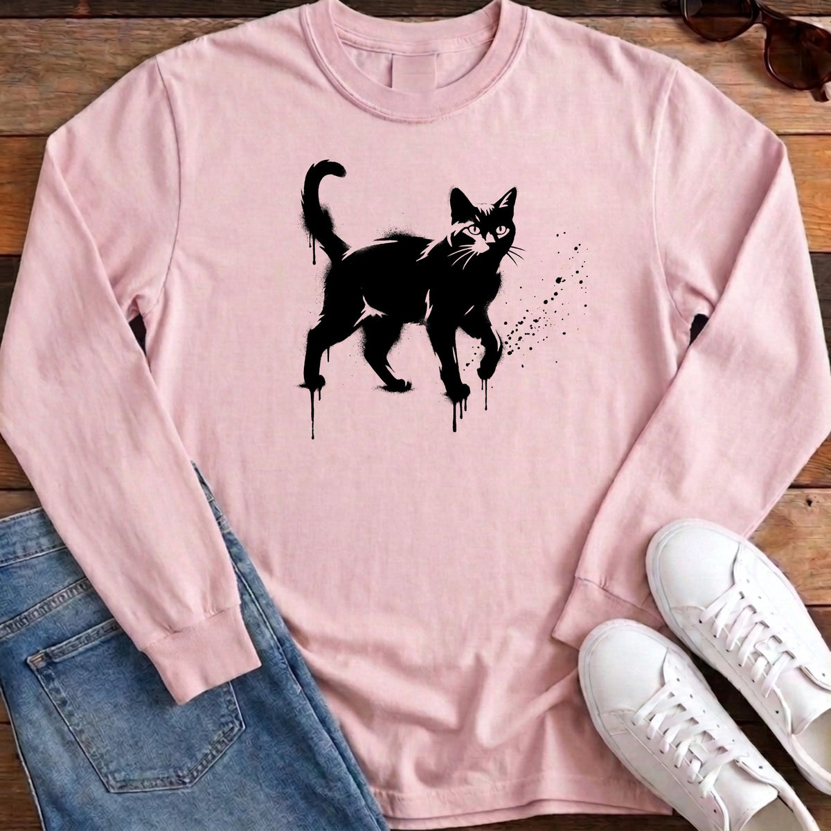 Street Stencil Cat Long Sleeve - Blossom