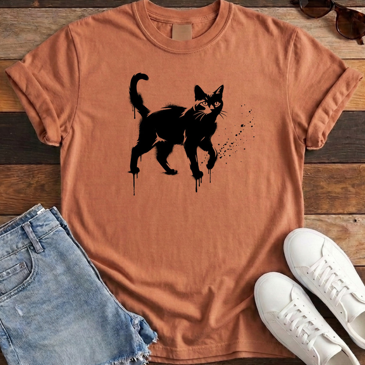 Street Stencil Cat Tee - Yam
