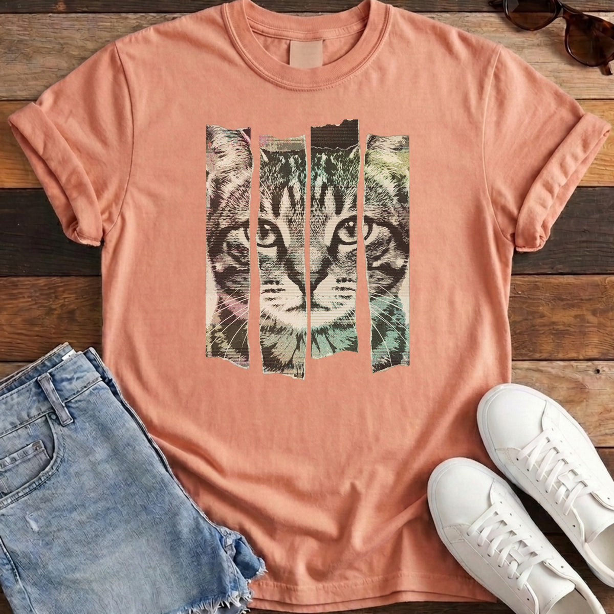 Torn Strip Tabby Tee - Terracotta