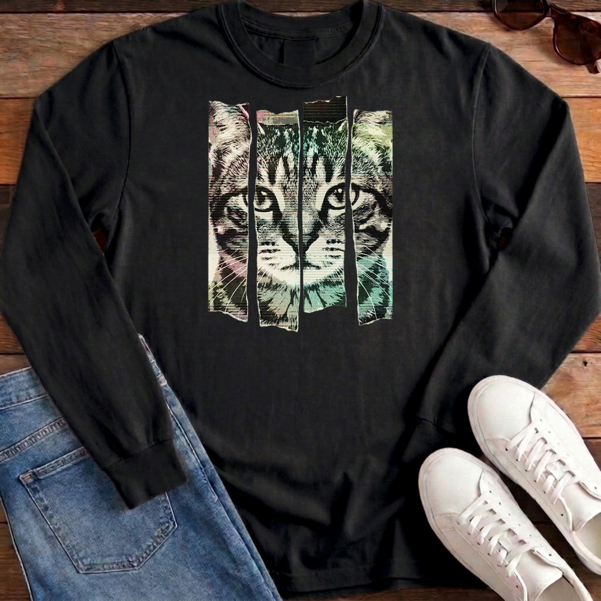 Torn Strip Tabby Long Sleeve - Black