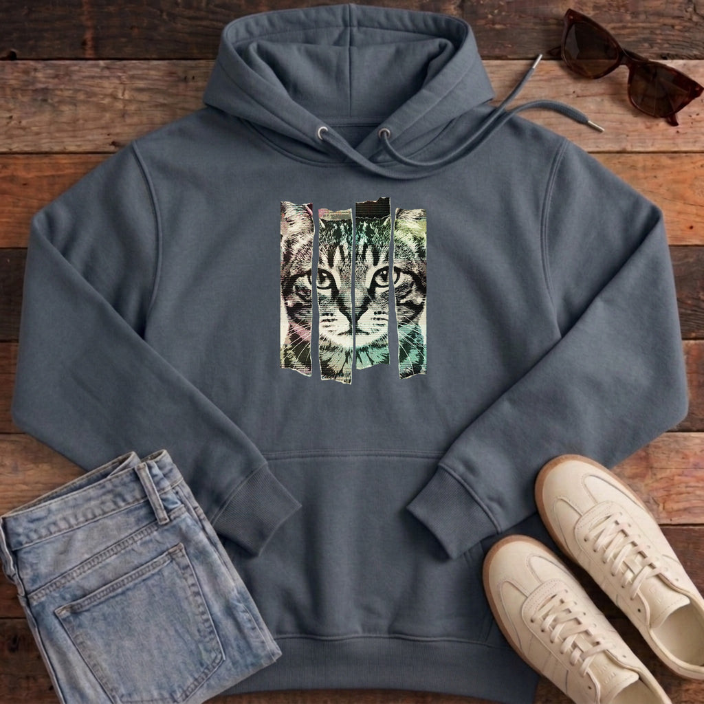 Torn Strip Tabby Hoodie - India Ink Grey