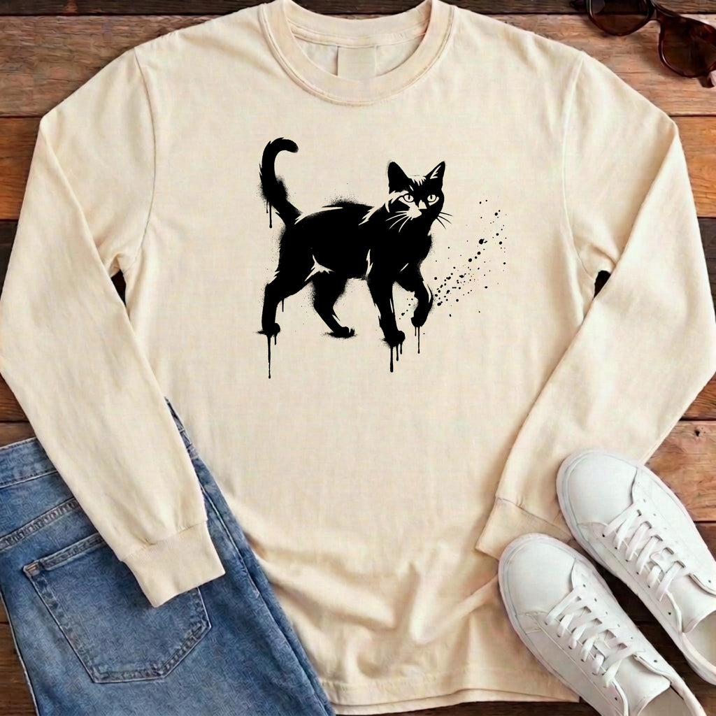 Street Stencil Cat Long Sleeve - Ivory