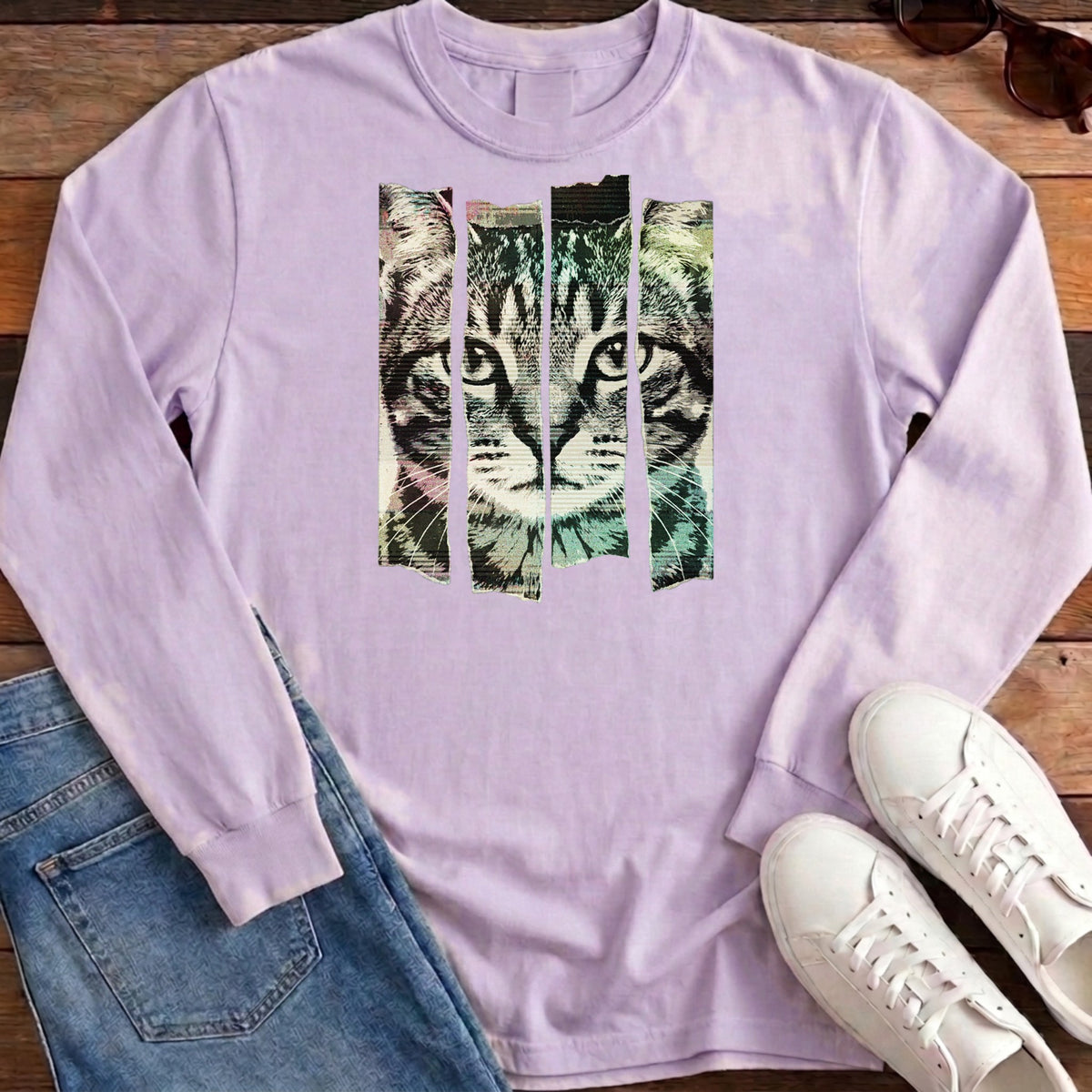 Torn Strip Tabby Long Sleeve - Orchid