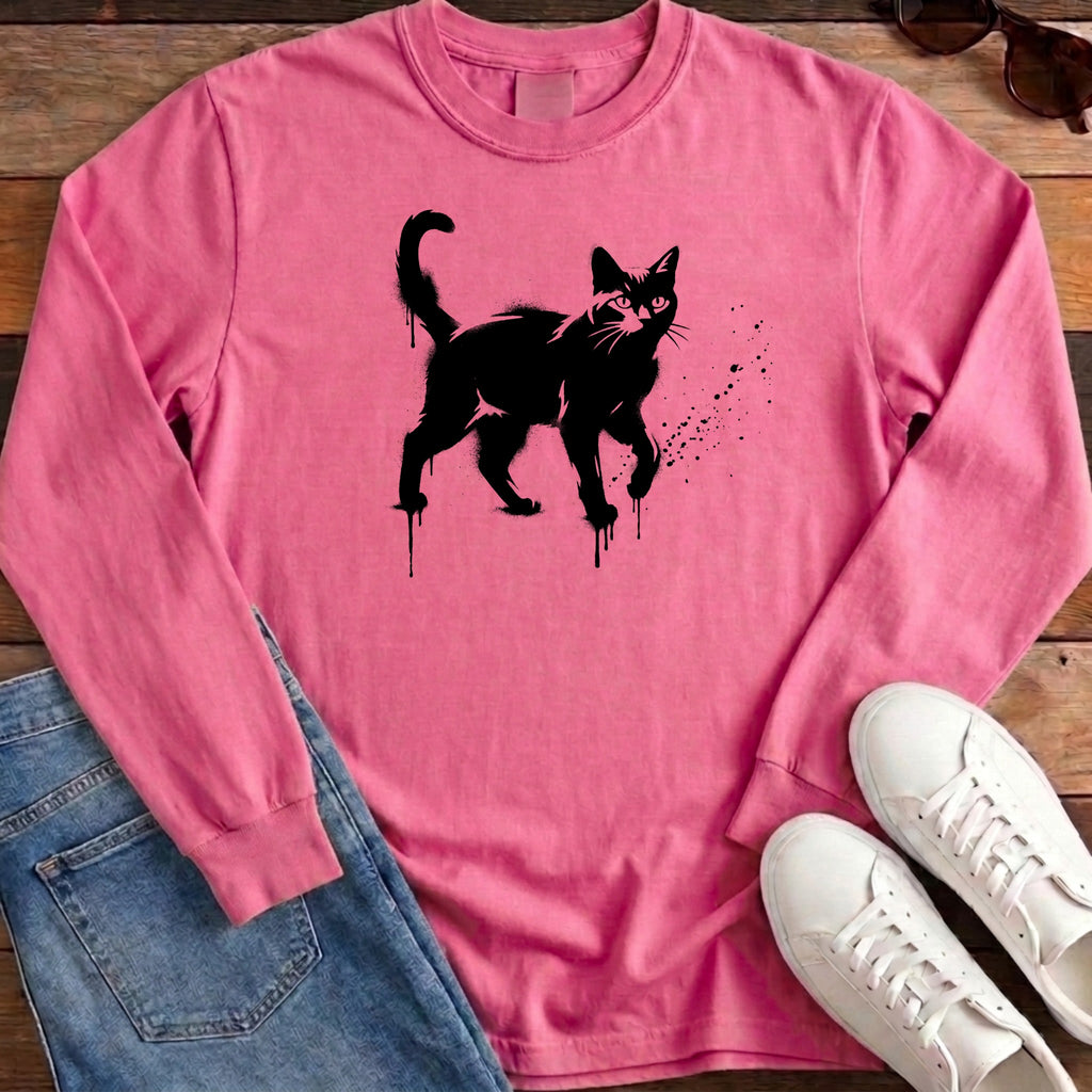 Street Stencil Cat Long Sleeve - Crunchberry