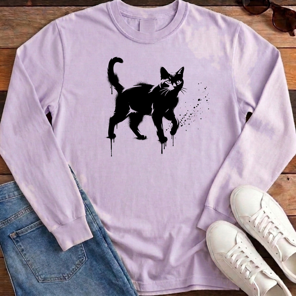 Street Stencil Cat Long Sleeve - Orchid