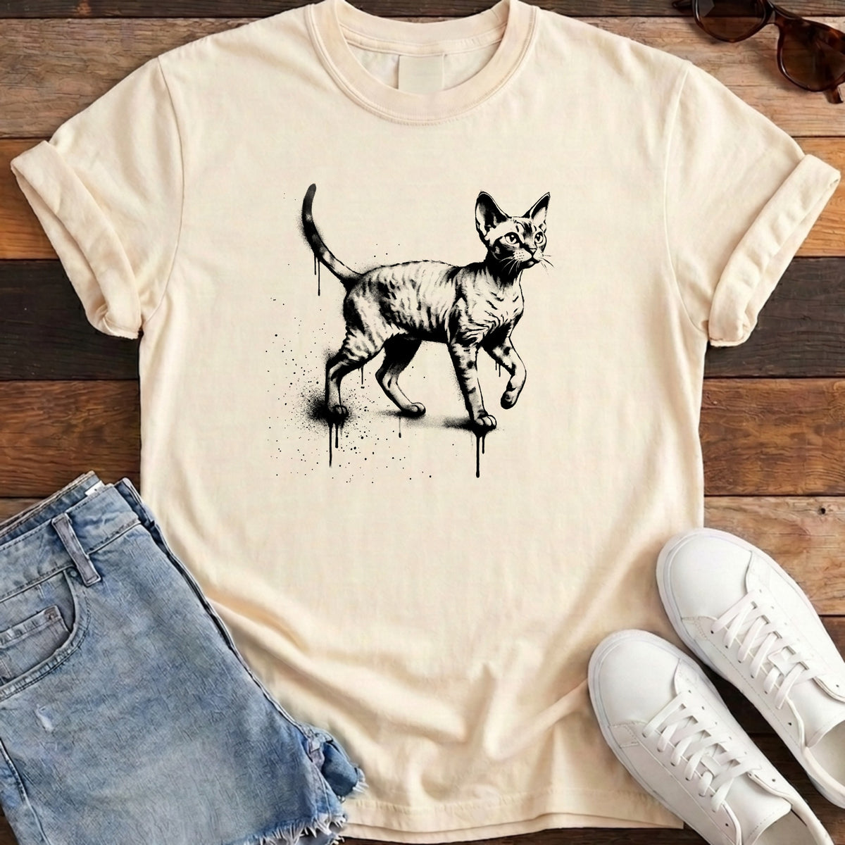 Street Stencil Devon Rex Tee - Ivory