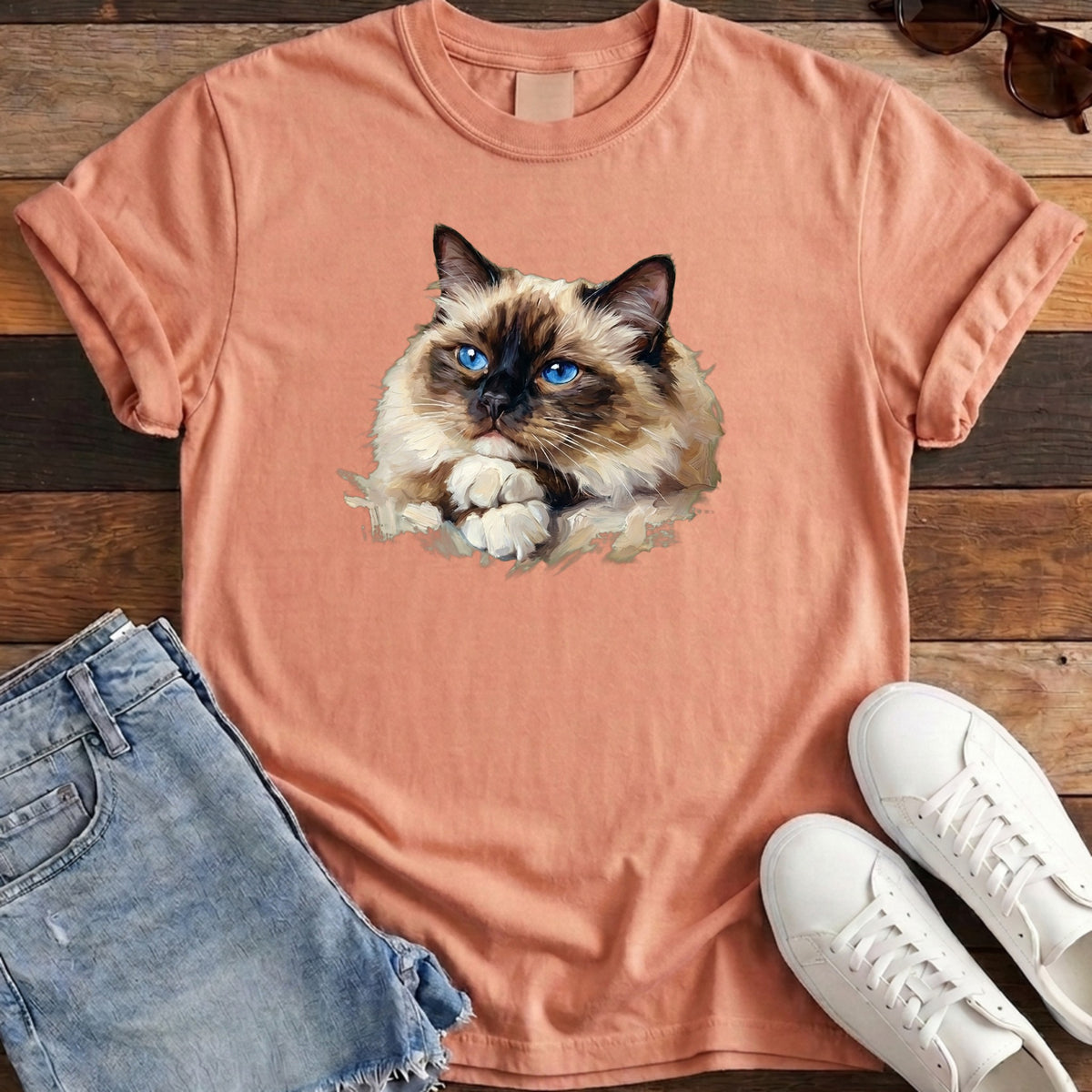 Ragdoll Oil Portrait Tee - Terracotta