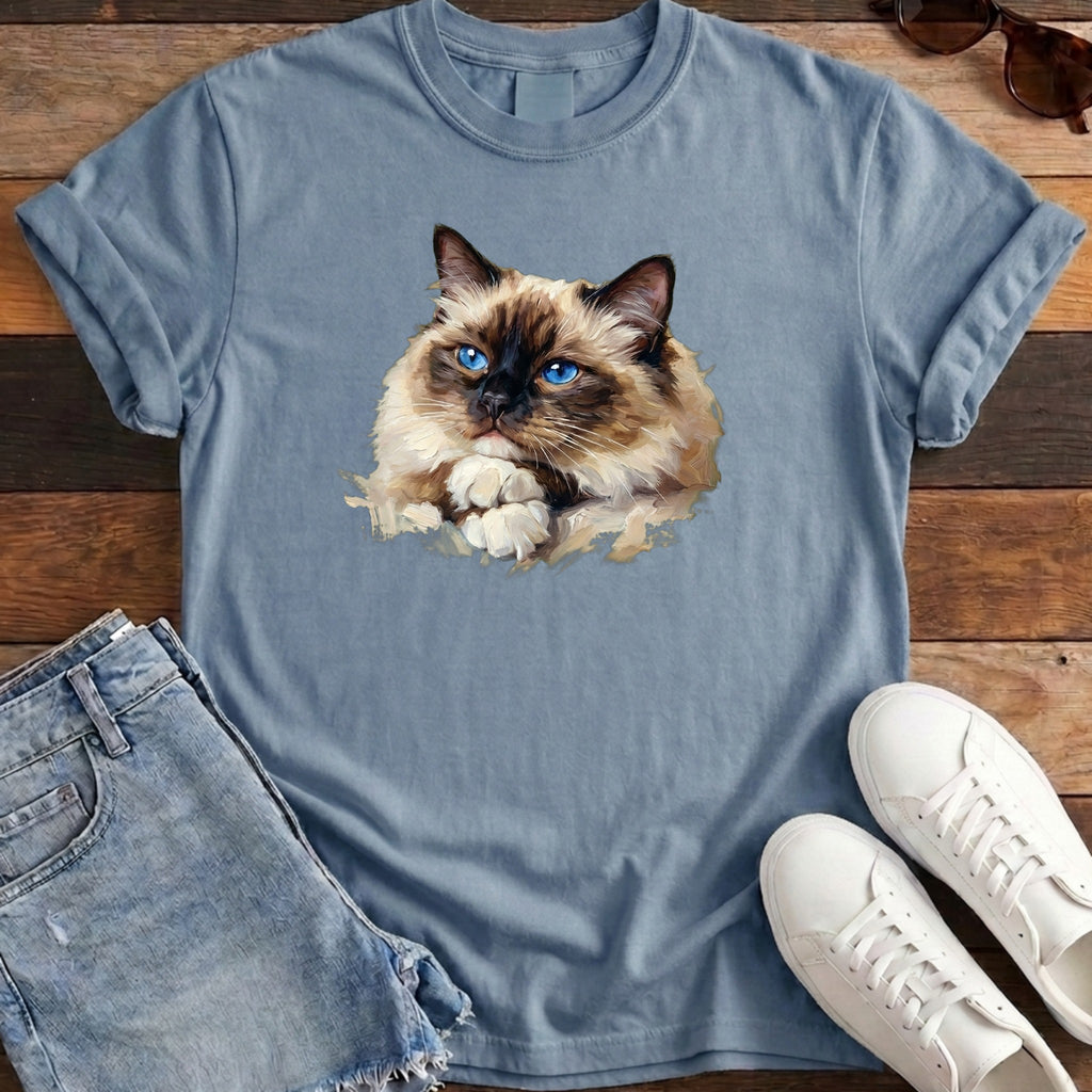 Ragdoll Oil Portrait Tee - Blue Jean
