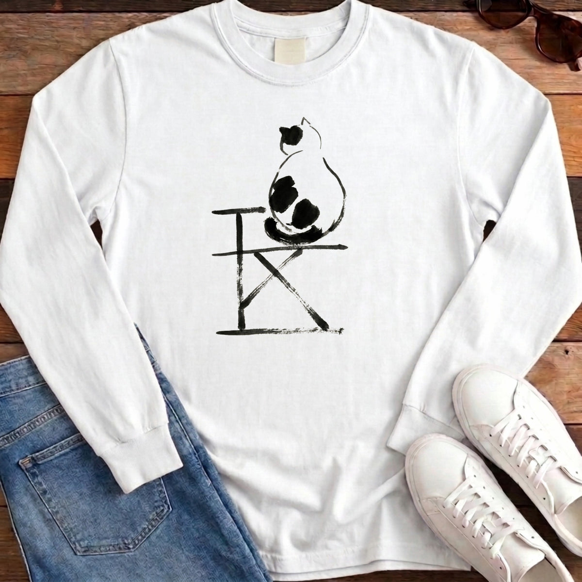 Cat Ponder Long Sleeve - White