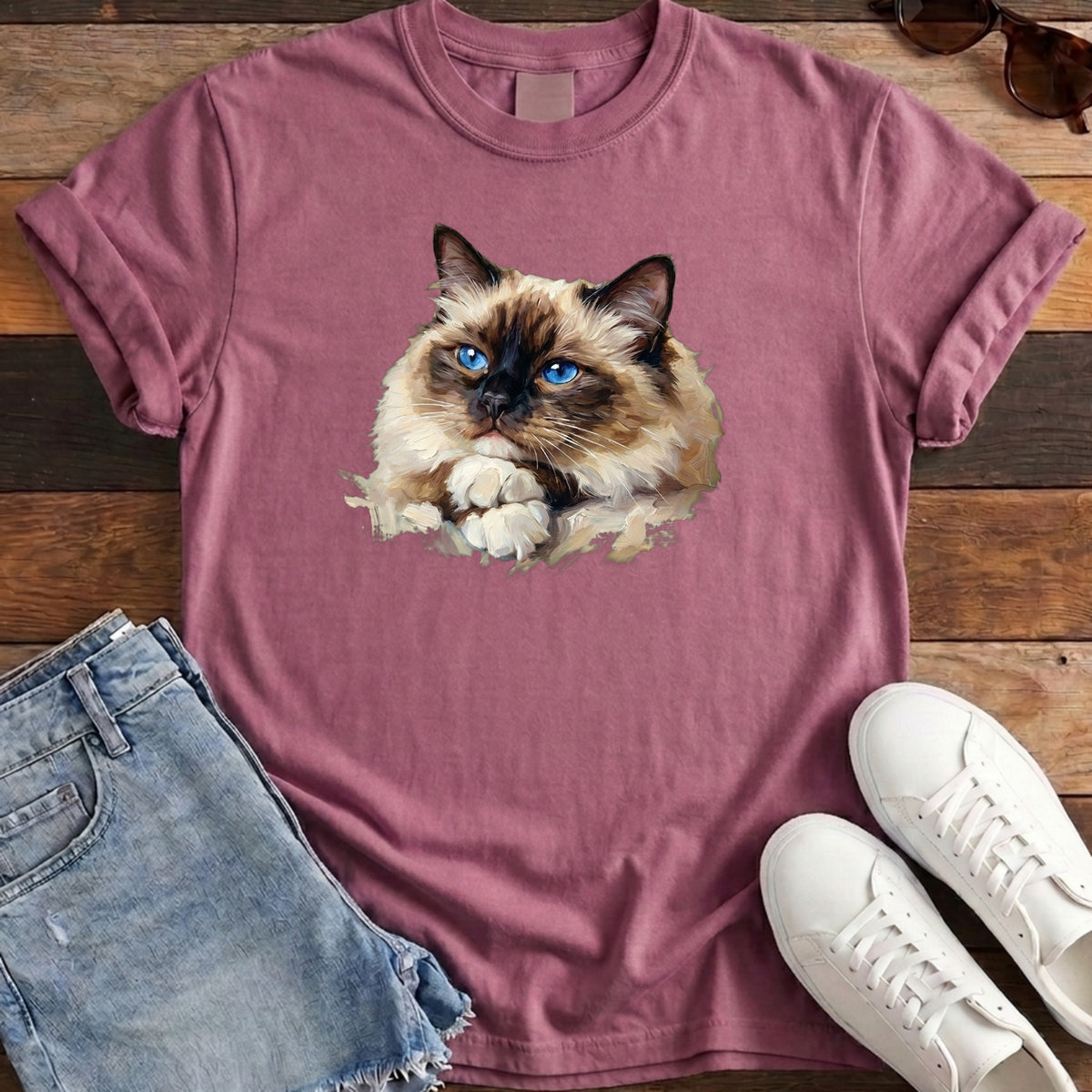 Ragdoll Oil Portrait Tee - Berry