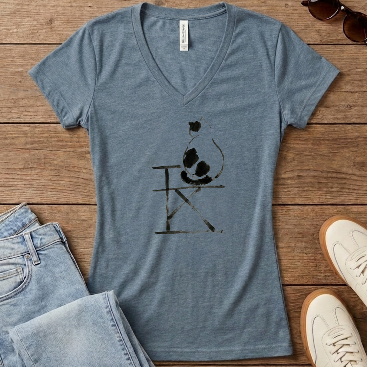 Cat Ponder Women's V-Neck - Heather Slate