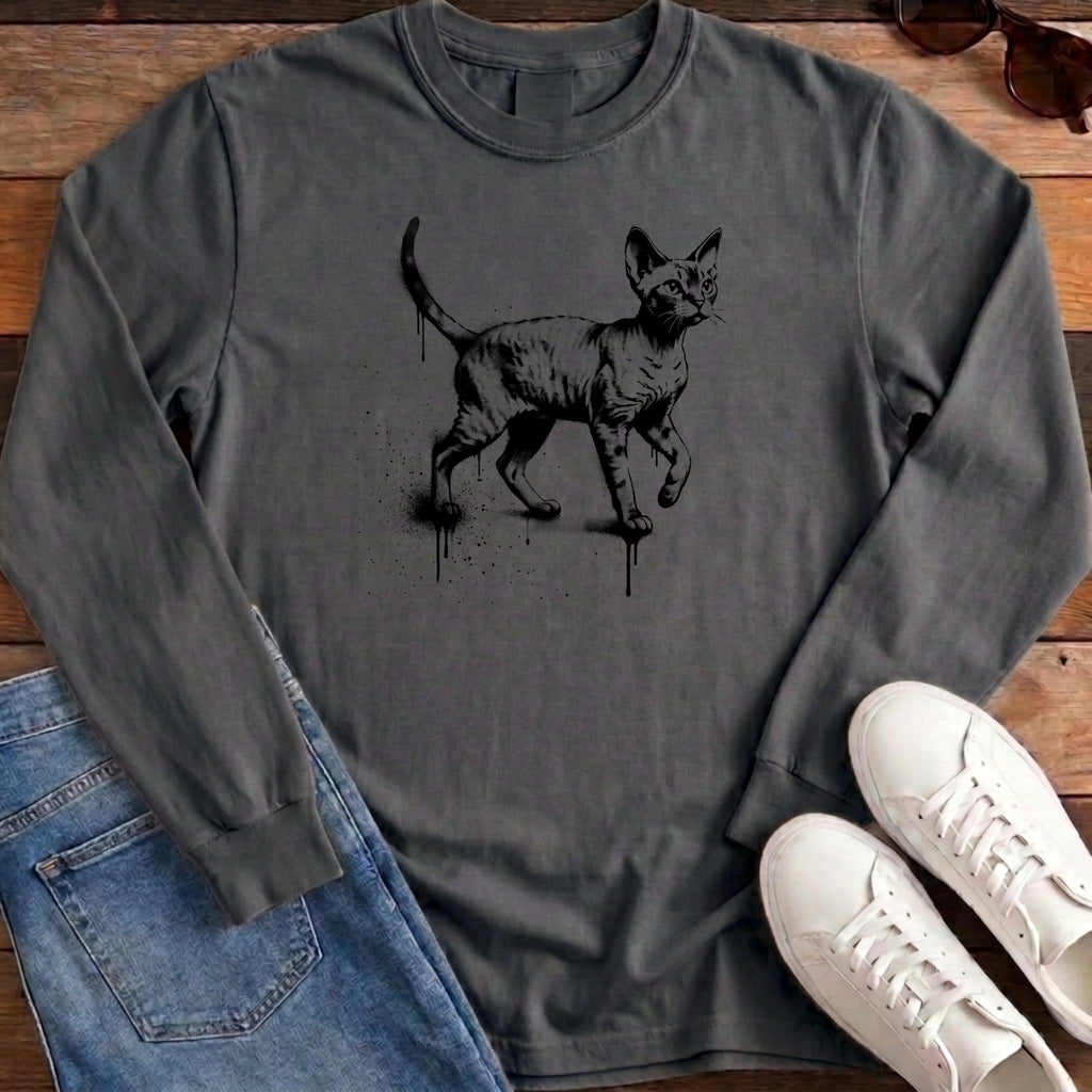 Street Stencil Devon Rex Long Sleeve - Pepper