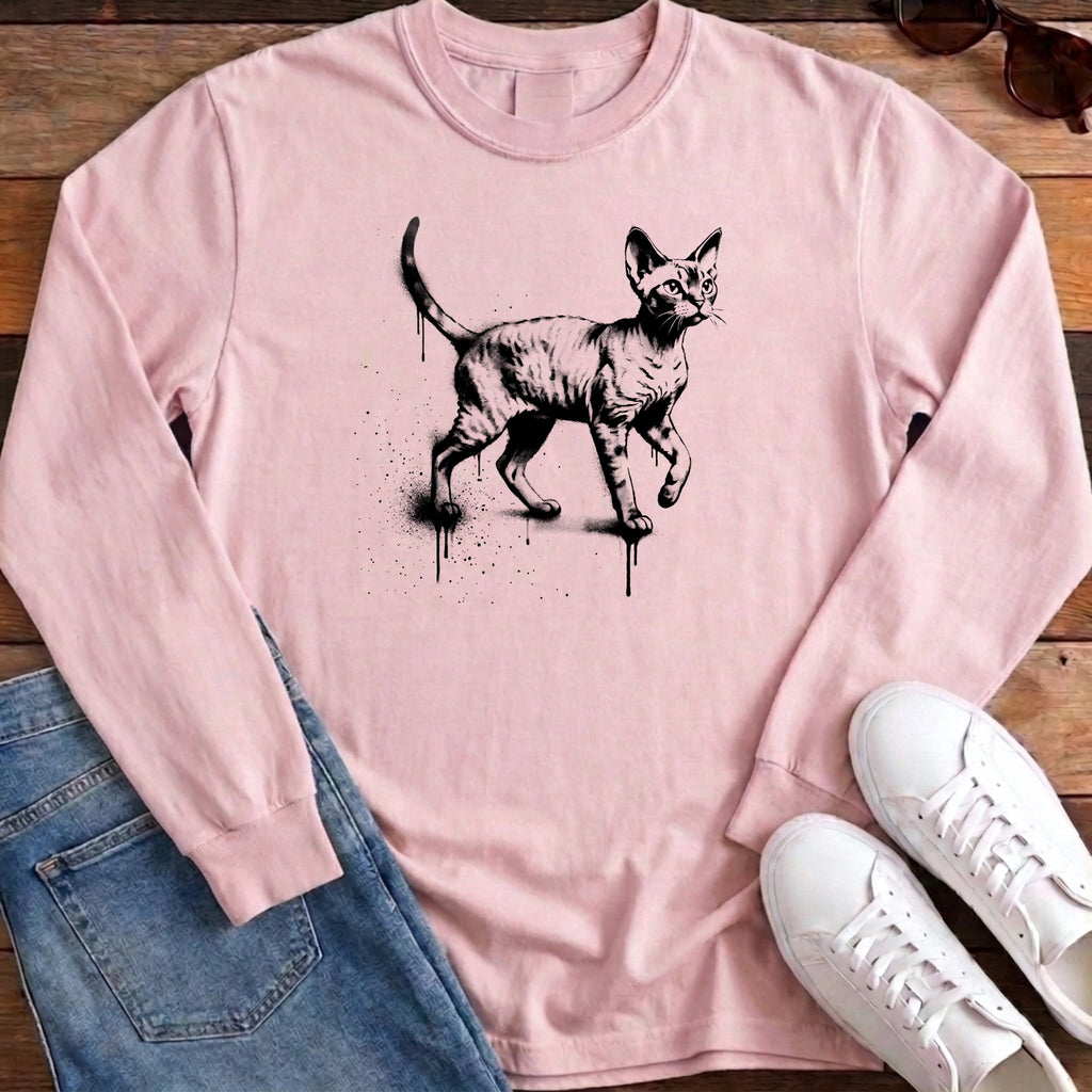 Street Stencil Devon Rex Long Sleeve - Blossom