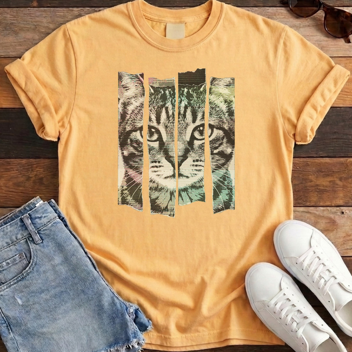 Torn Strip Tabby Tee - Citrus