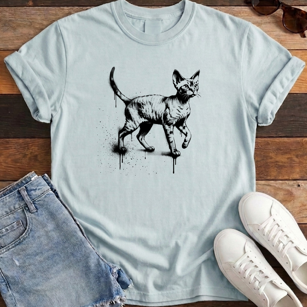 Street Stencil Devon Rex Tee - Chambray