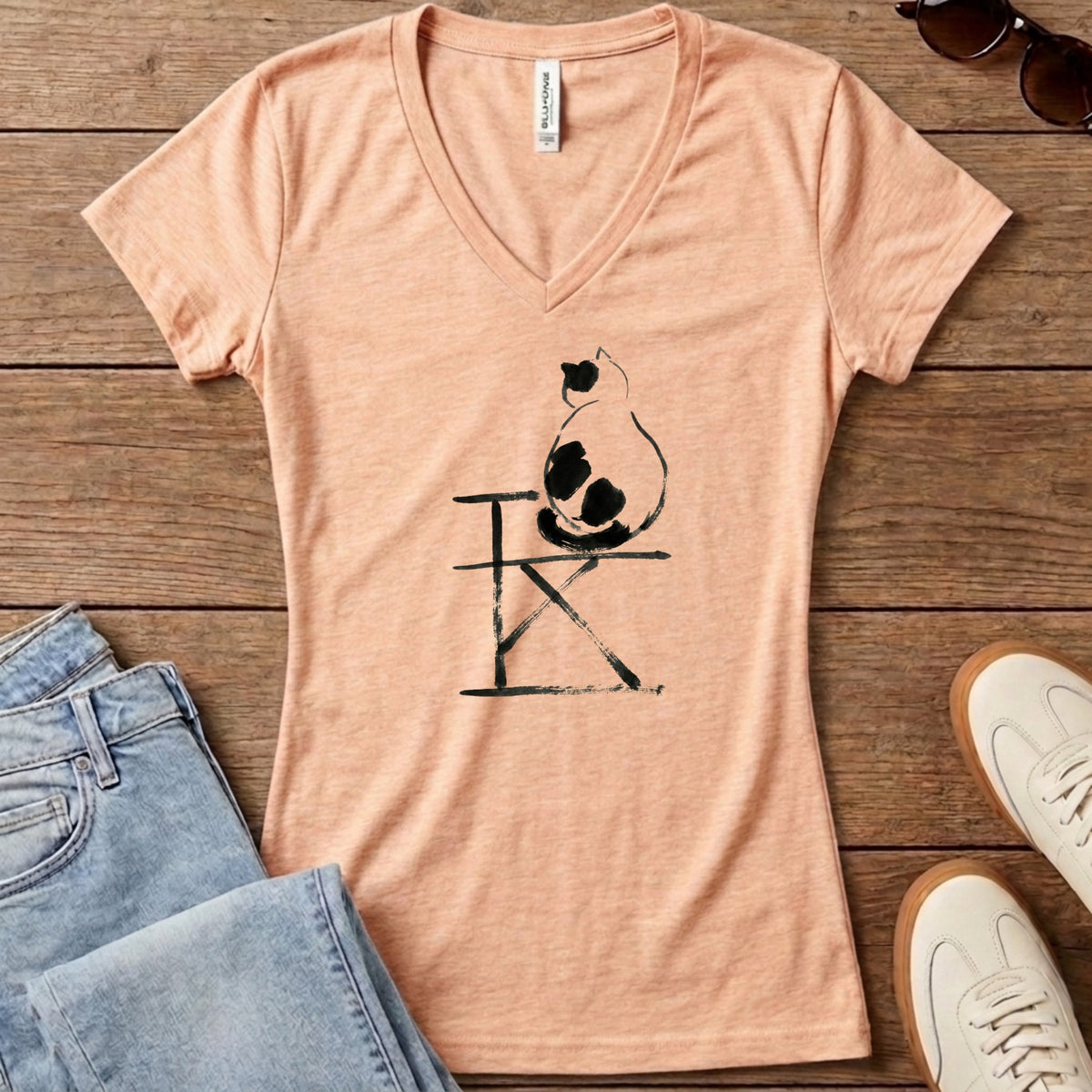 Cat Ponder Women's V-Neck - Heather Peach