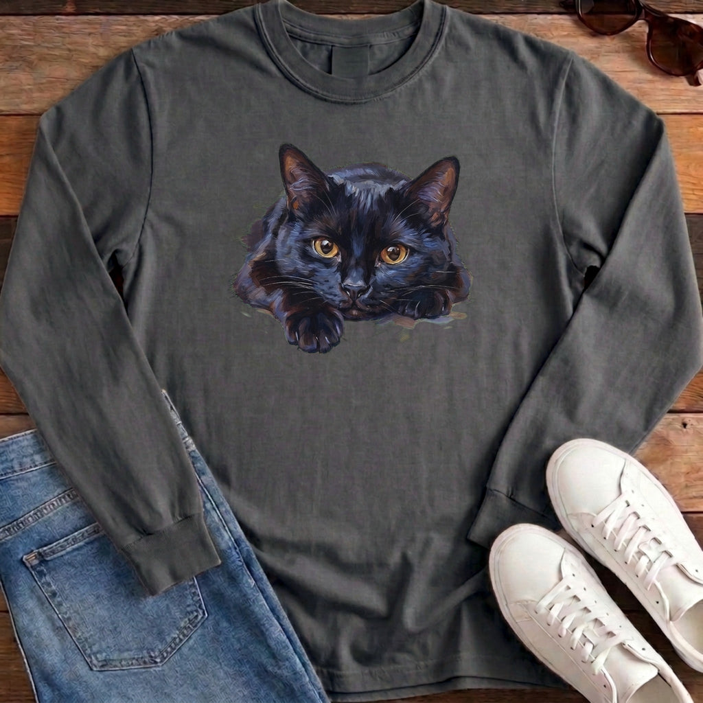 Black Cat Oil Portrait Long Sleeve - Pepper