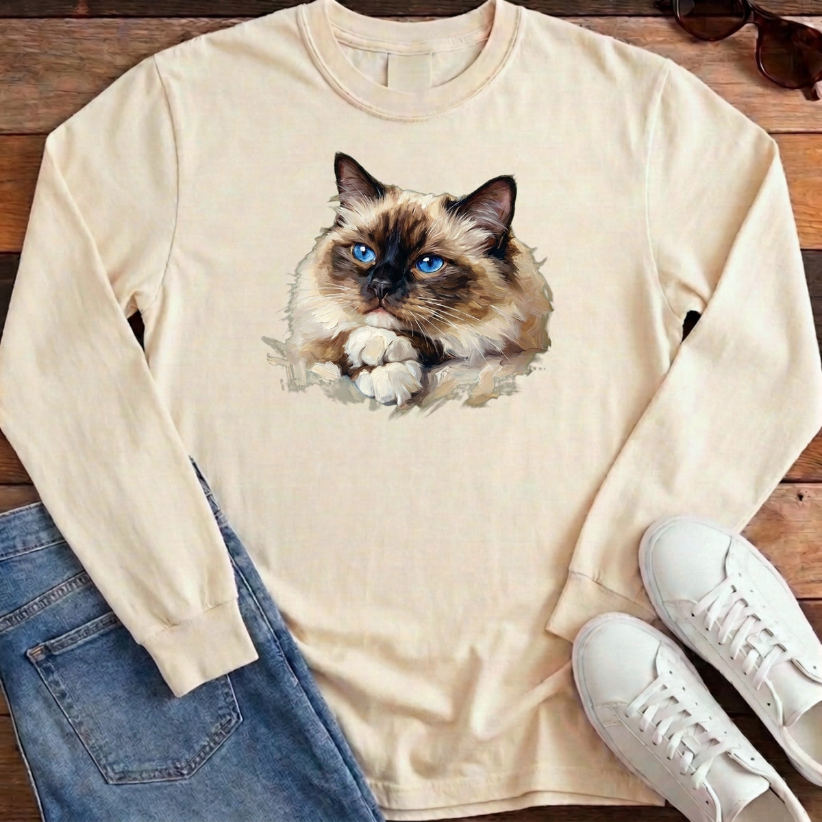 Ragdoll Oil Portrait Long Sleeve - Ivory