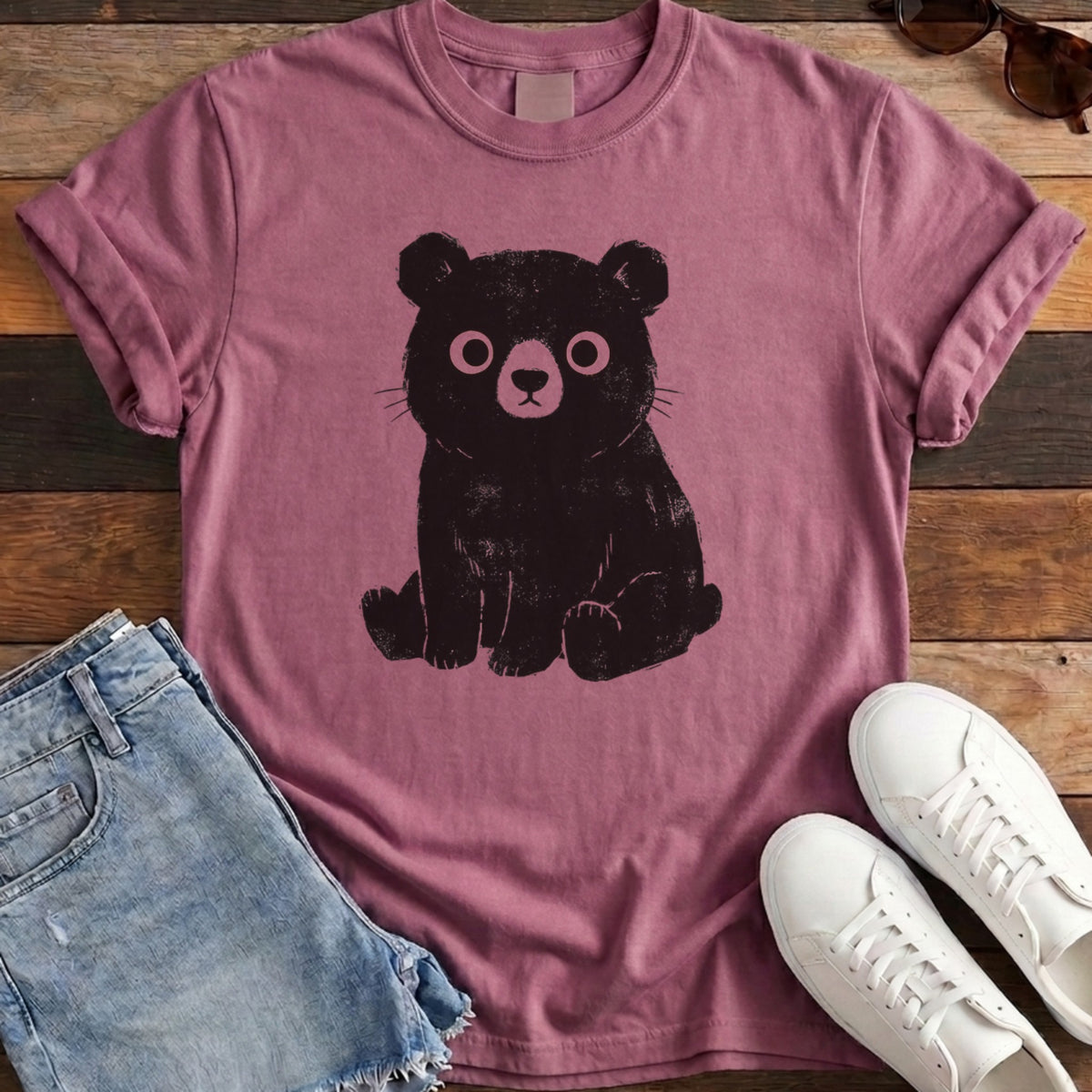 Cute Bear Tee - Berry