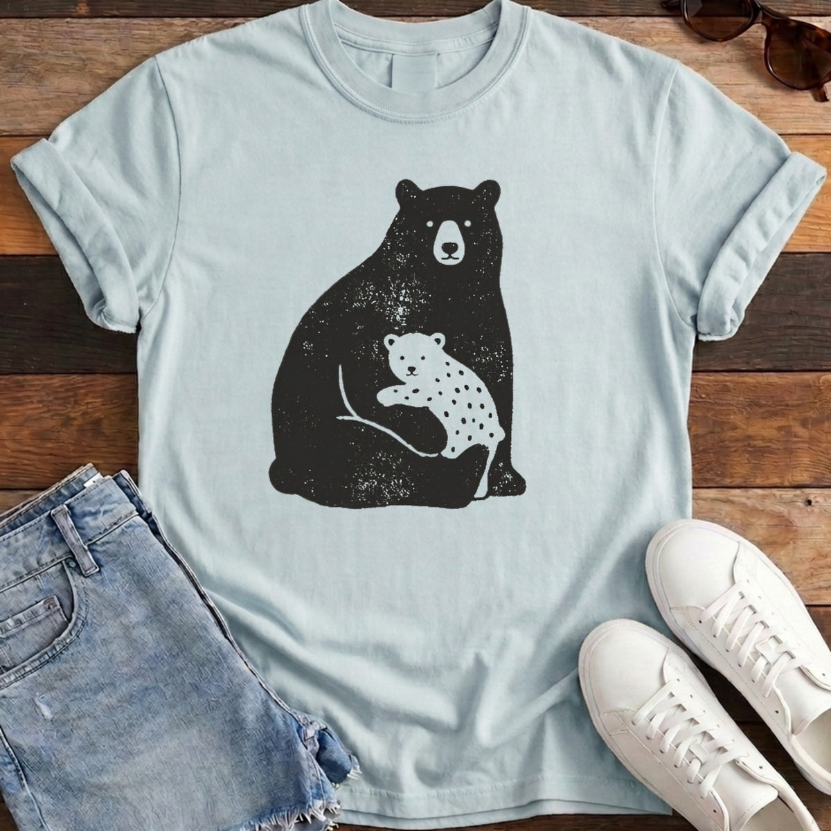 Bear Family Tee - Chambray