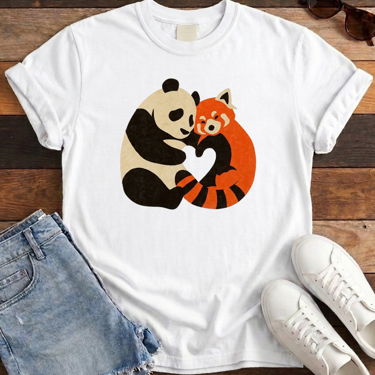 Panda Fox Love Tee - White