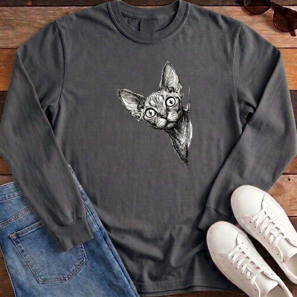 Devon Rex Peek Long Sleeve - Pepper