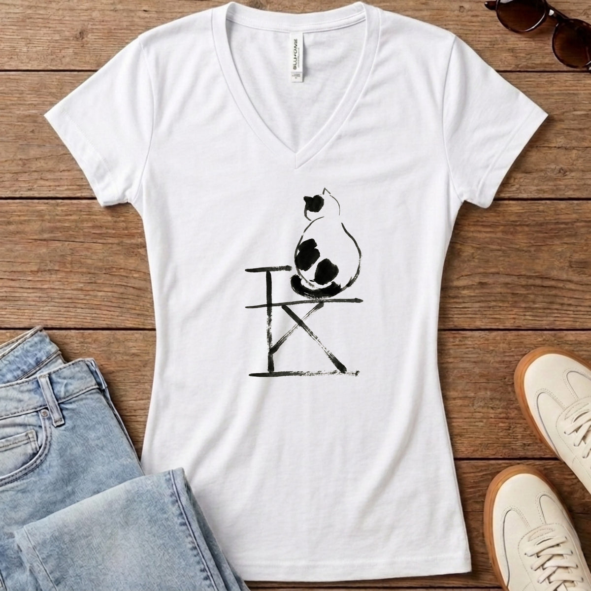 Cat Ponder Women's V-Neck - Solid White Blend