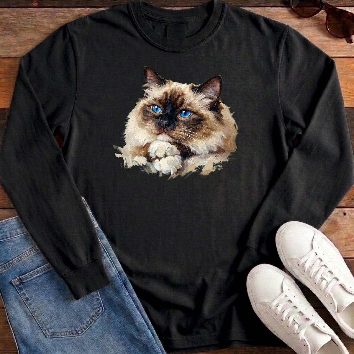Ragdoll Oil Portrait Long Sleeve - Black