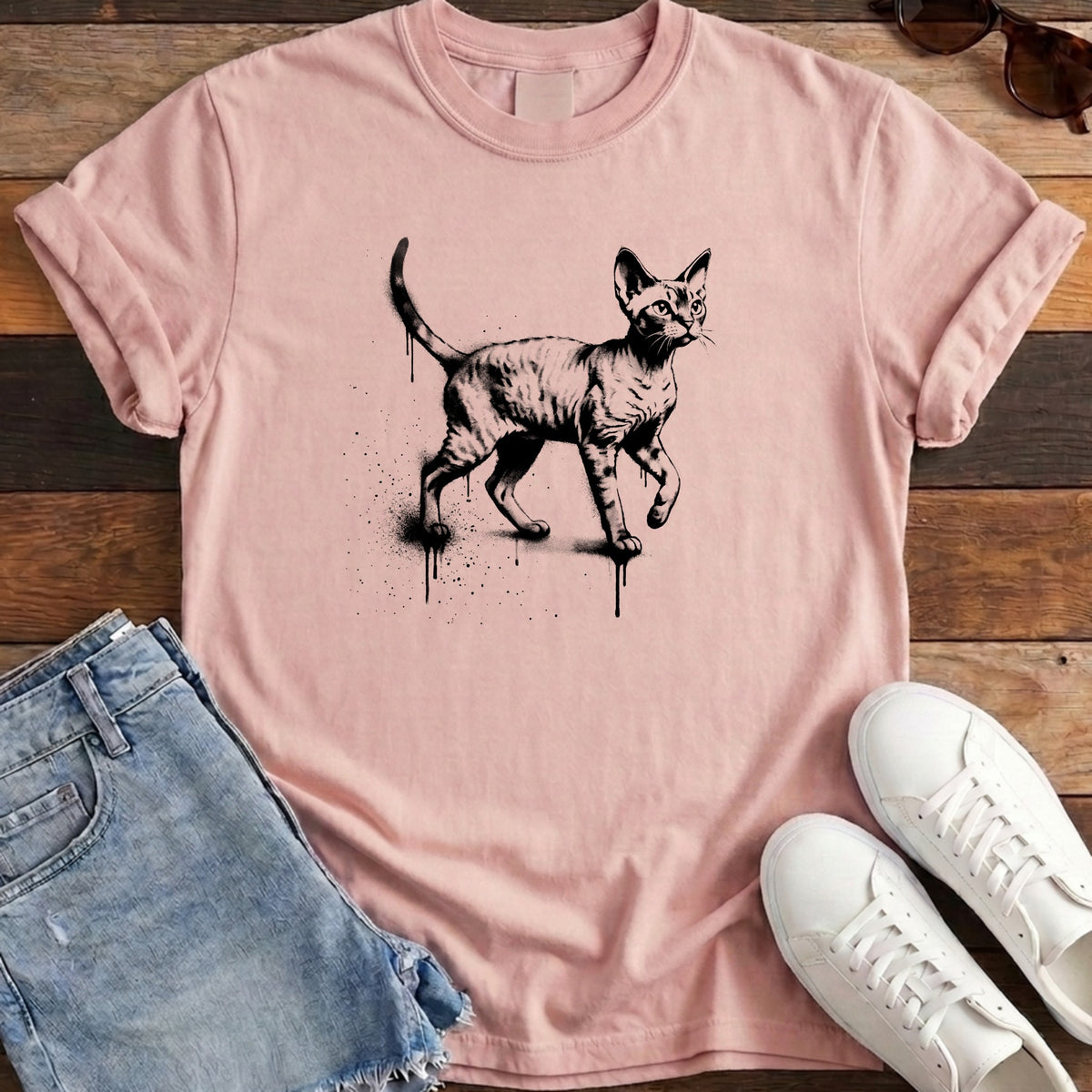 Street Stencil Devon Rex Tee - Blossom