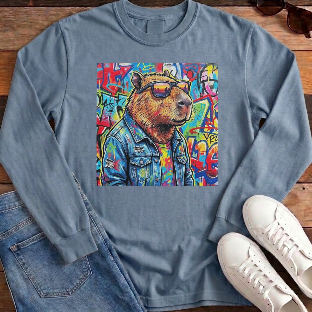 Cappy Graffiti Long Sleeve - Blue Jean