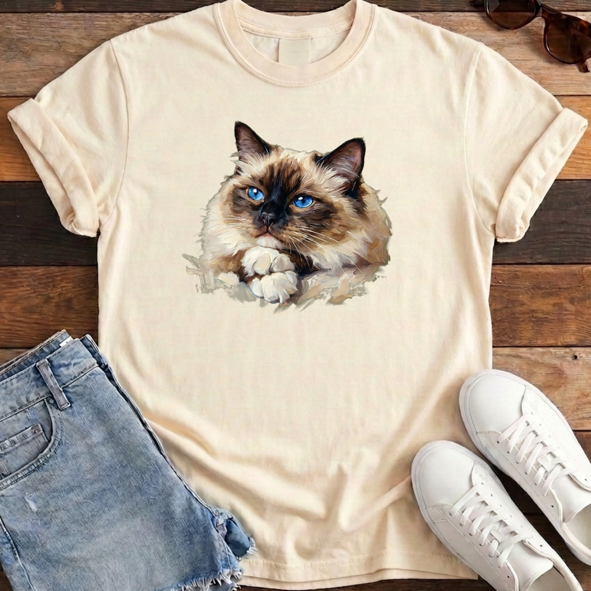 Ragdoll Oil Portrait Tee - Ivory