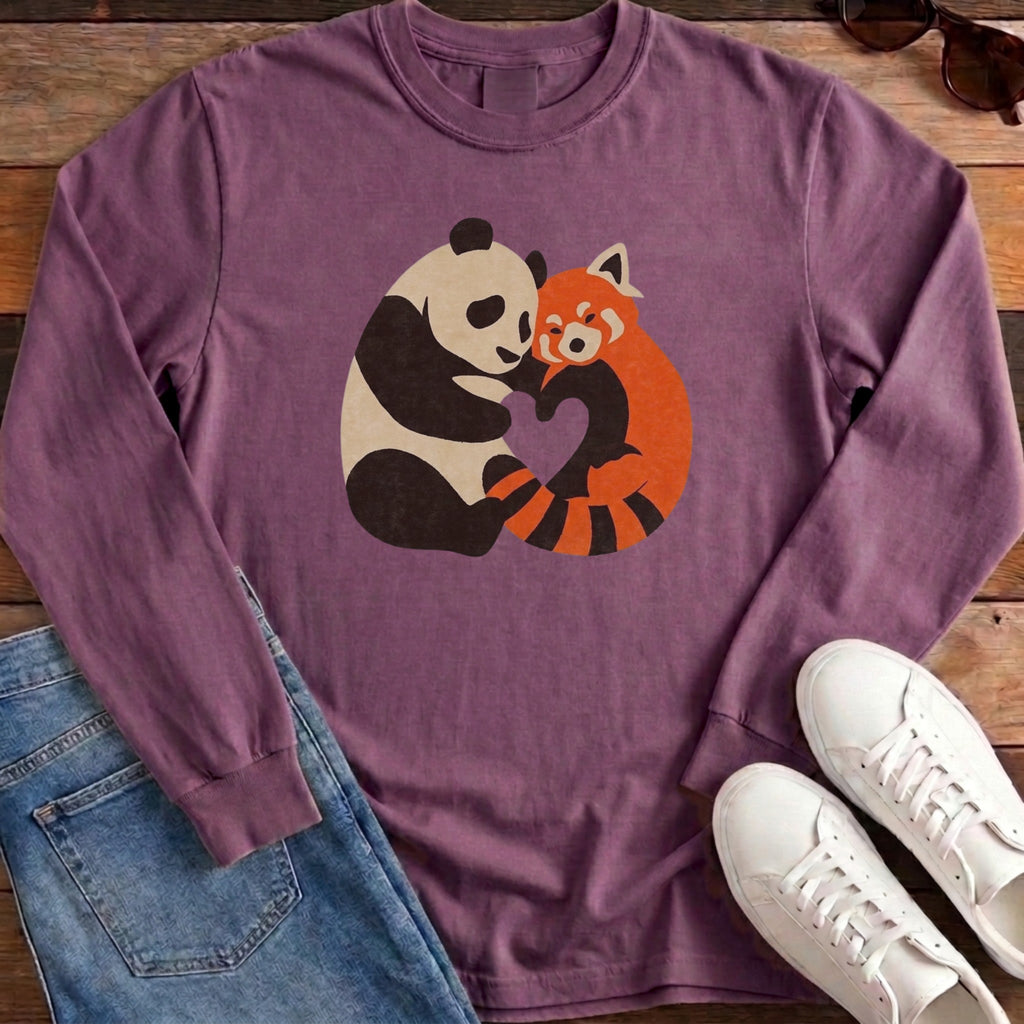 Panda Fox Love Long Sleeve - Berry