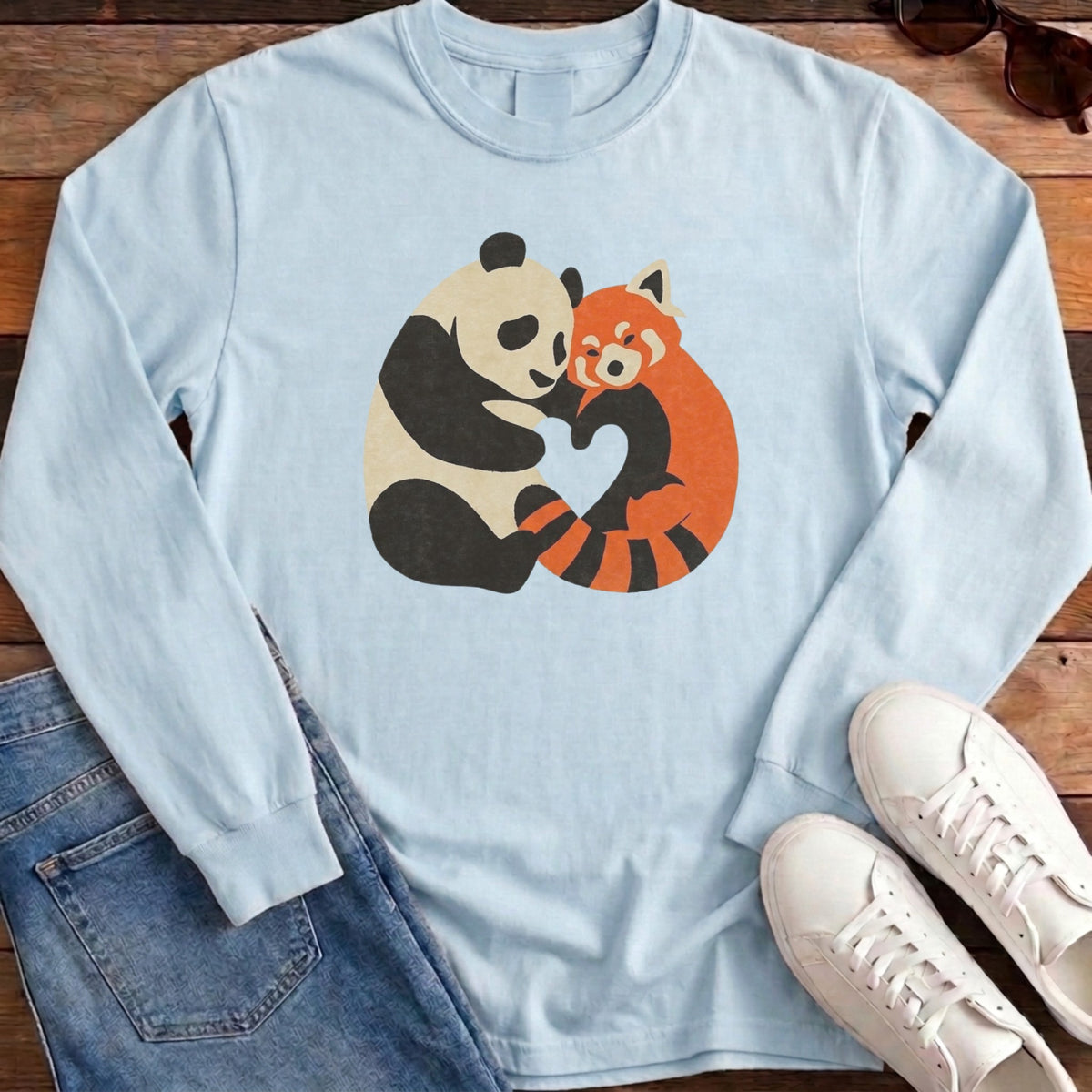 Panda Fox Love Long Sleeve - Chambray