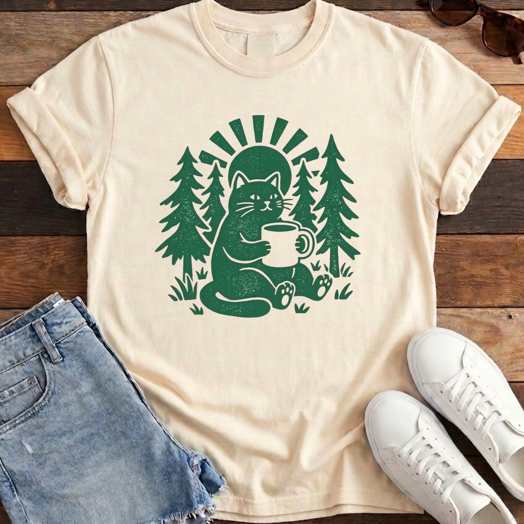 Cat N Coffee Tee - Ivory