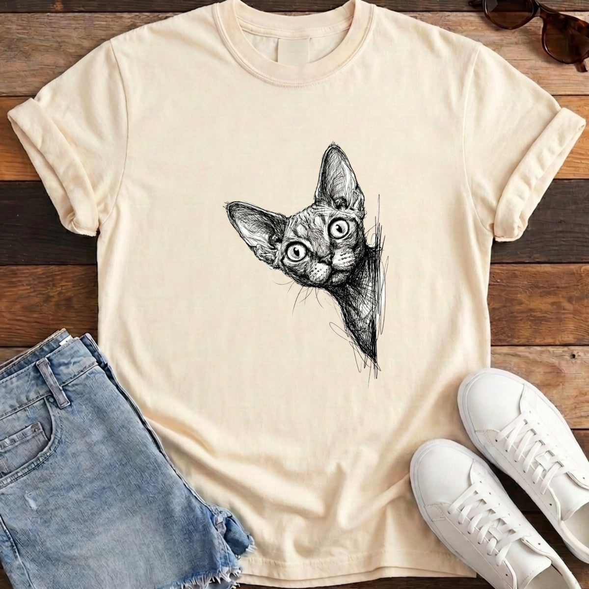 Devon Rex Peek Tee - Ivory