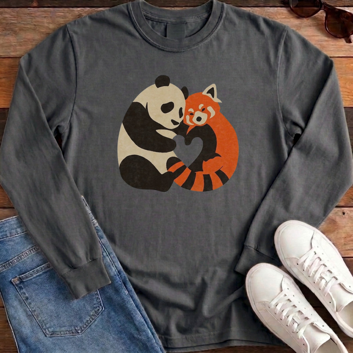 Panda Fox Love Long Sleeve - Pepper