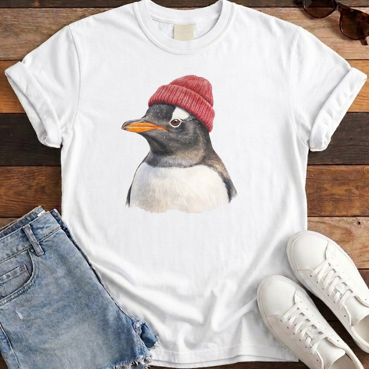 Gentoo Beanie Tee - White