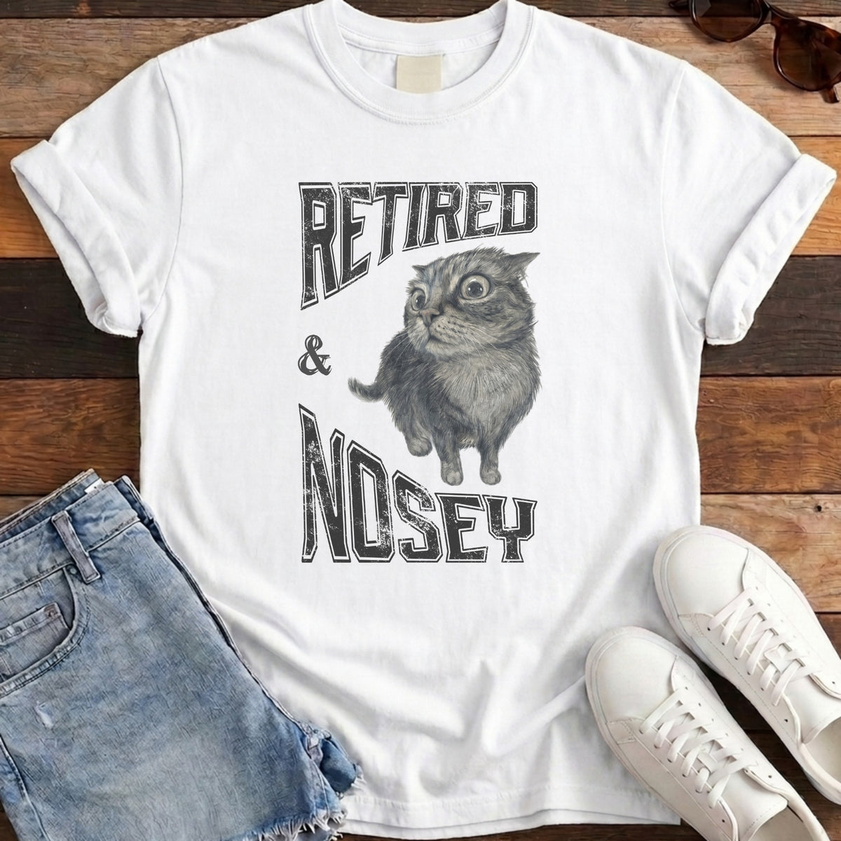 Retired and Nosey Tee - White