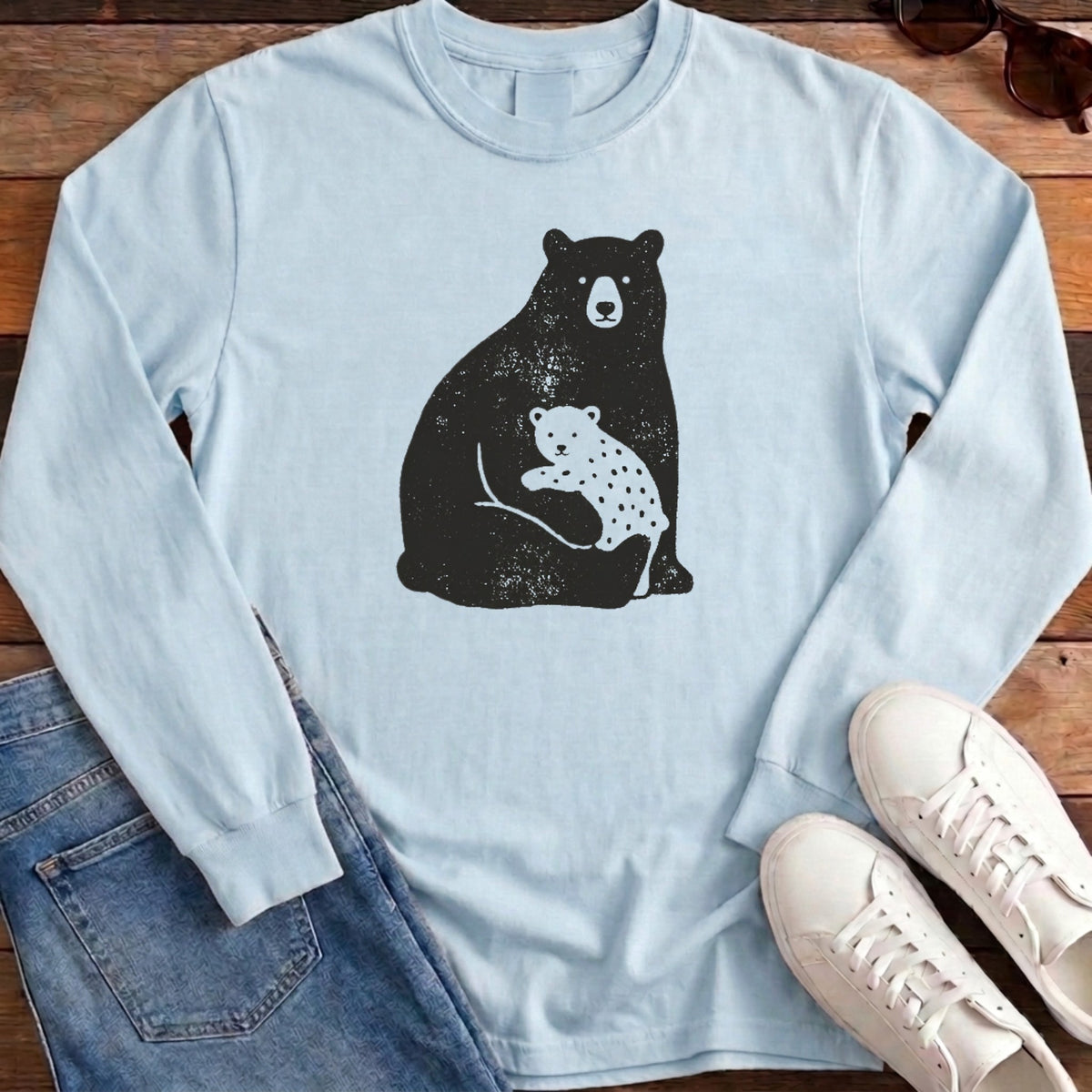 Bear Family Long Sleeve - Chambray