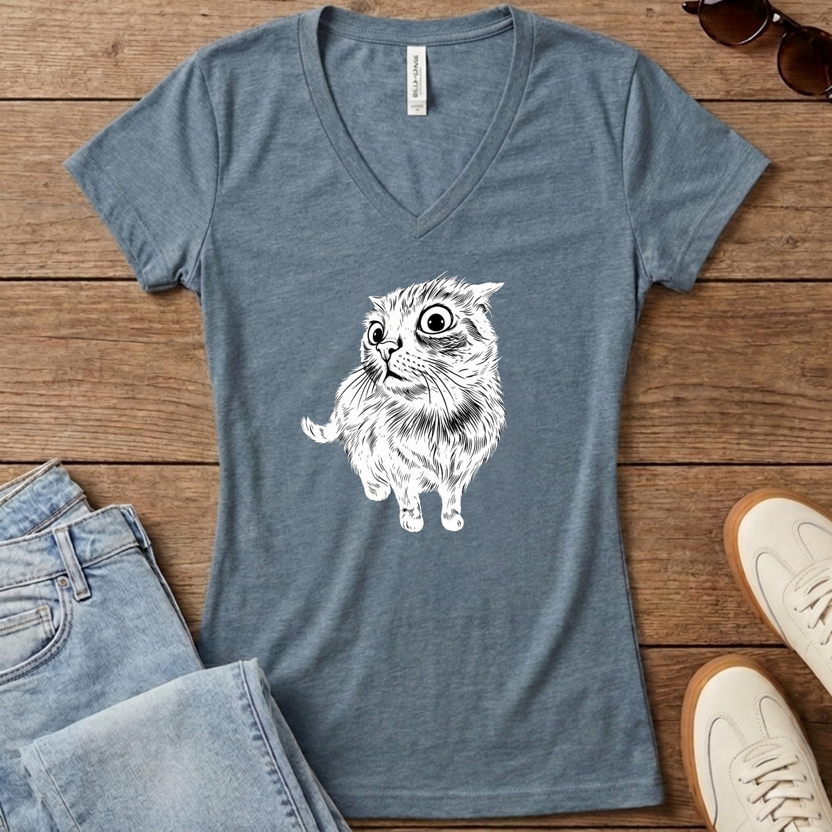 I Know Things Cat Women's V-Neck - Heather Slate