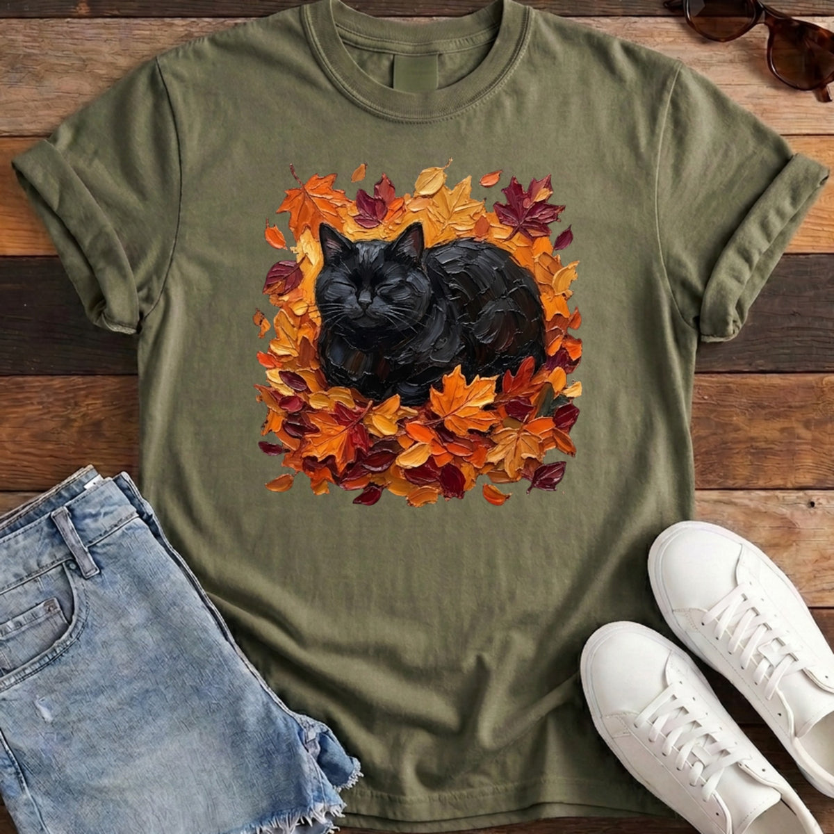Autumn Loaf Black Cat Tee - Hemp
