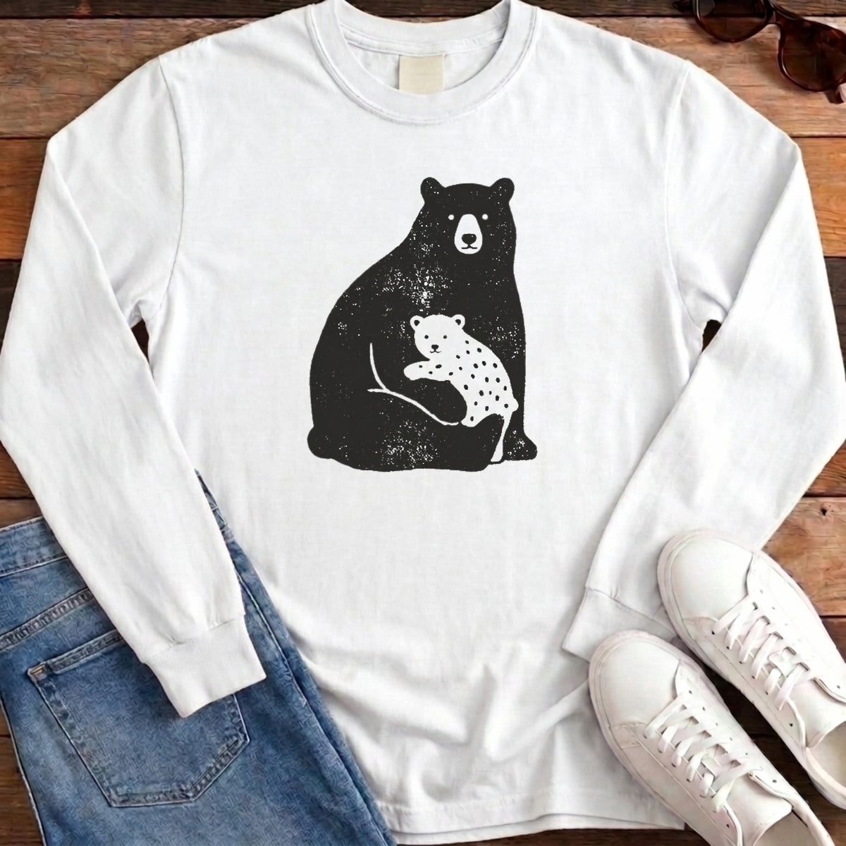 Bear Family Long Sleeve - White