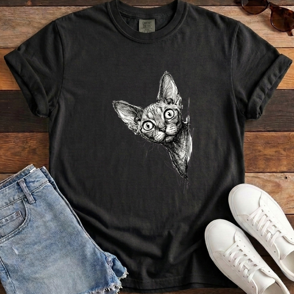 Devon Rex Peek Tee - Black