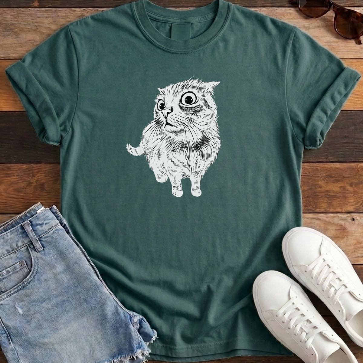 I Know Things Cat Tee - Blue Spruce