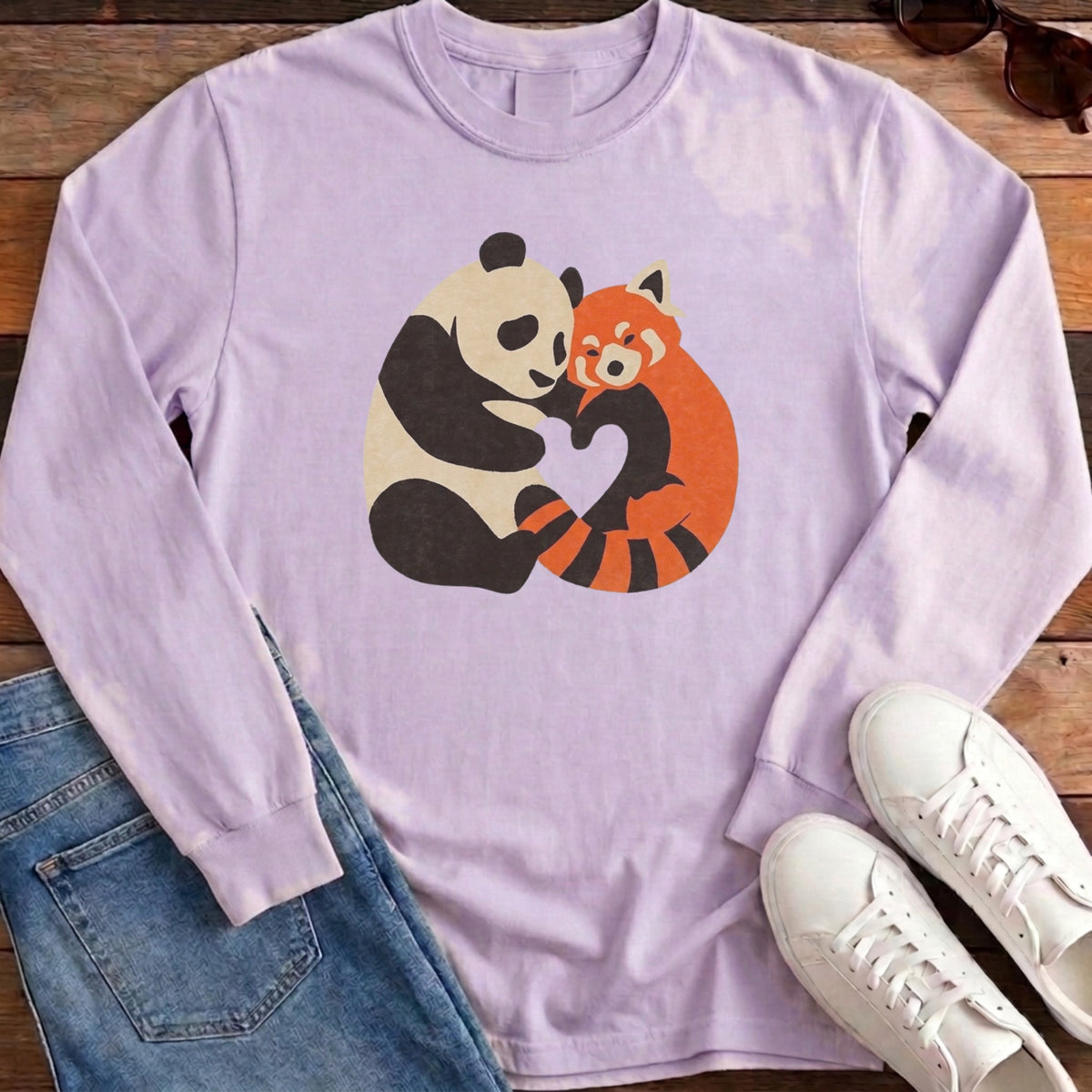 Panda Fox Love Long Sleeve - Orchid