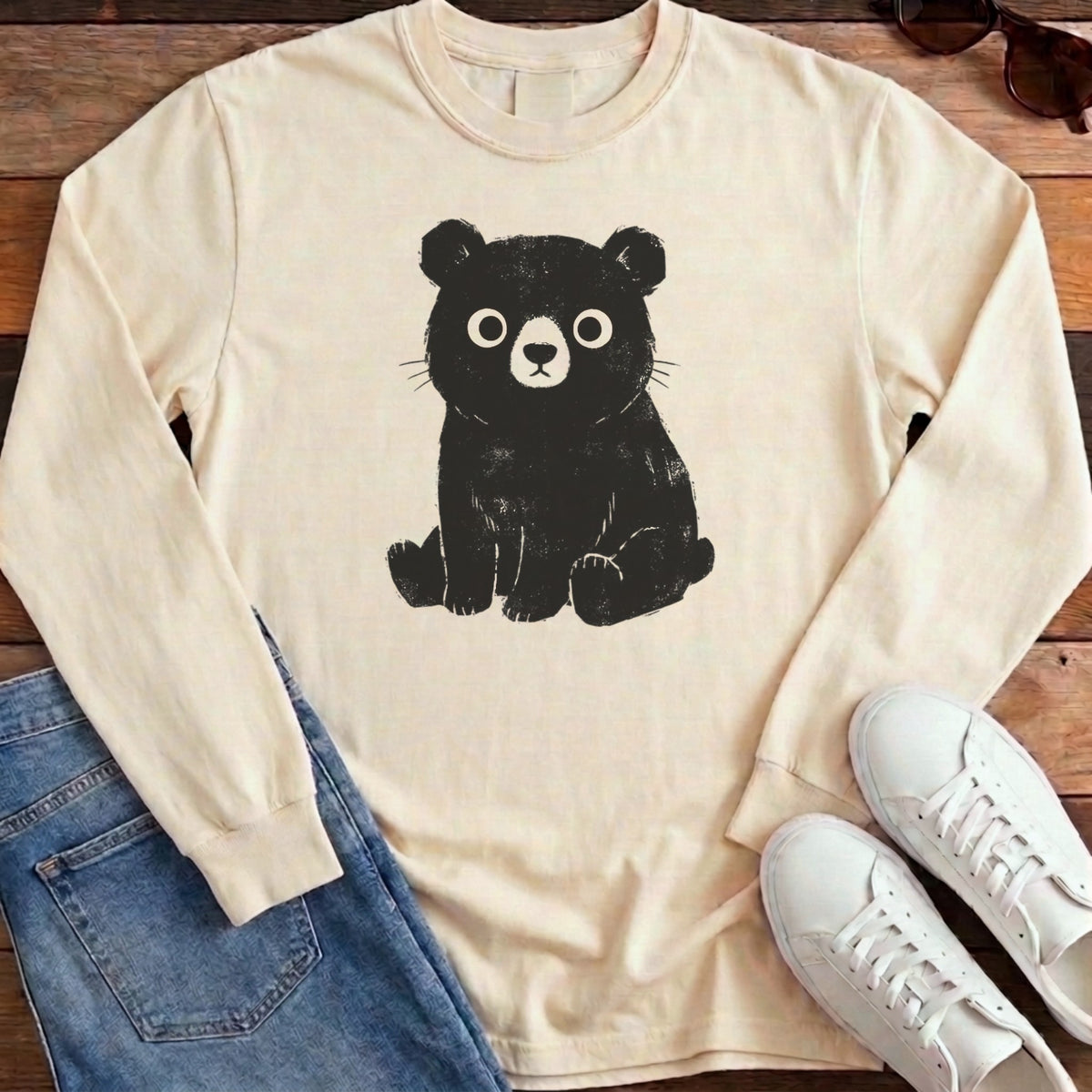 Cute Bear Long Sleeve - Ivory