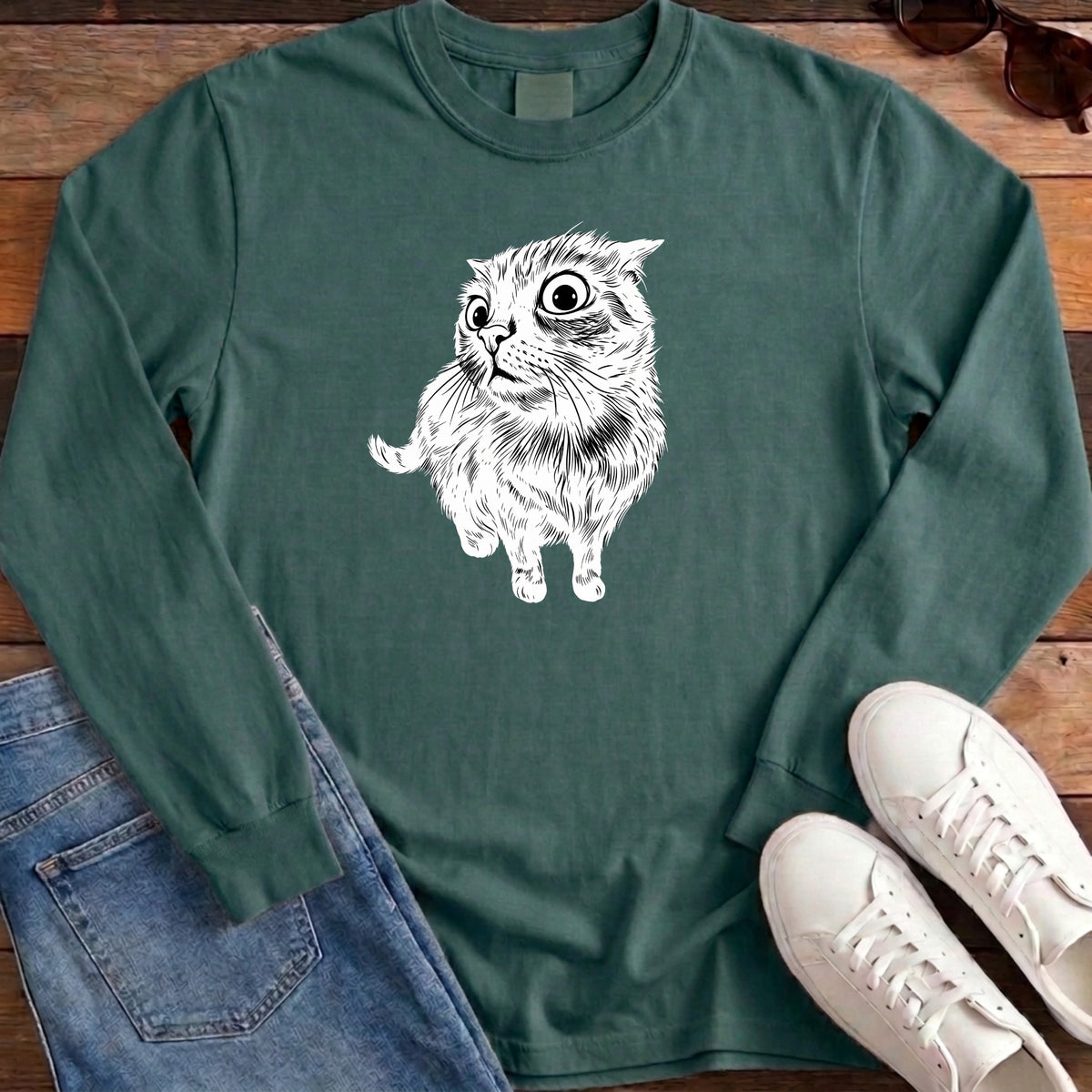 I Know Things Cat Long Sleeve - Blue Spruce