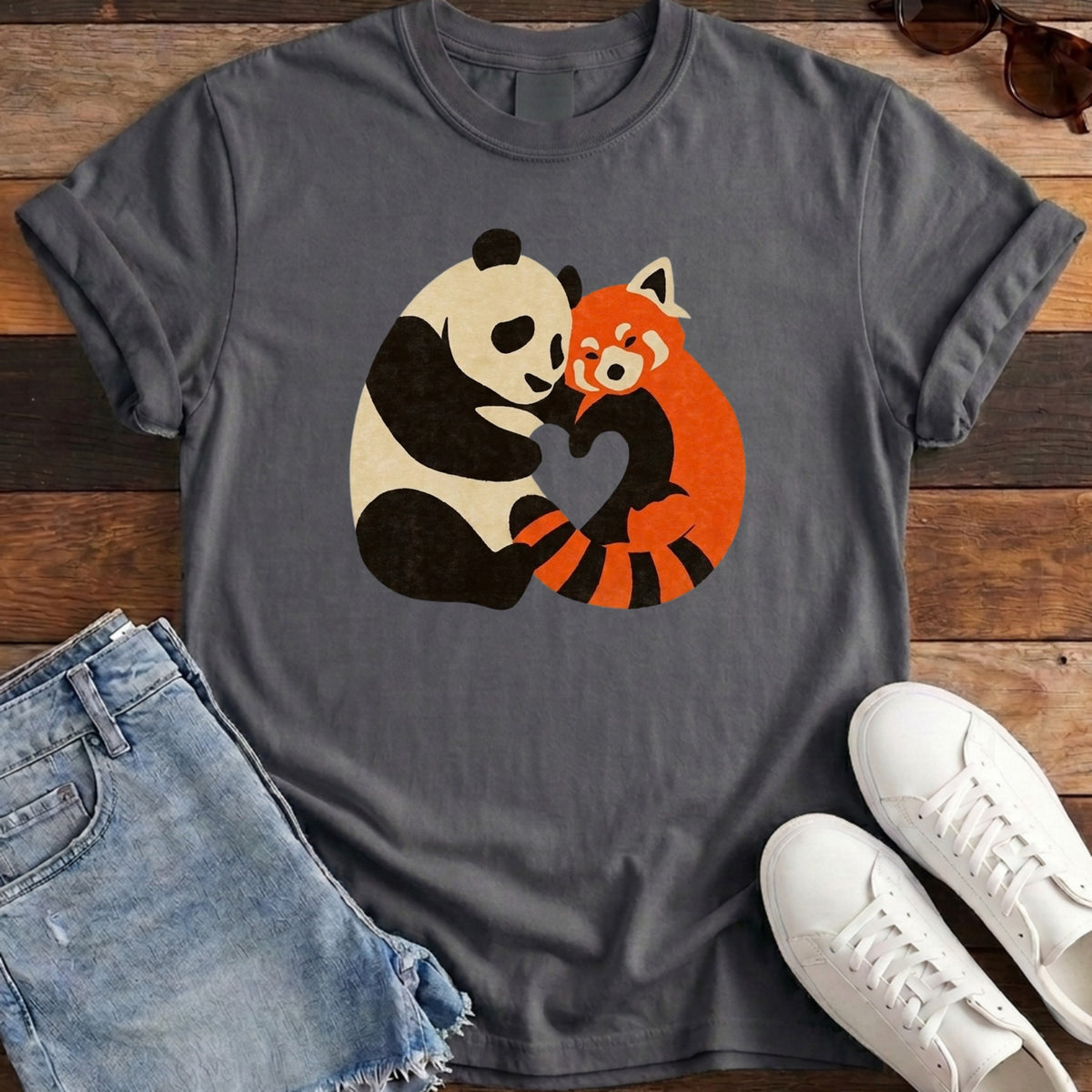 Panda Fox Love Tee - Pepper